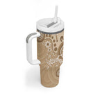 Beige Lizards Australia Tumbler With Handle Boomerang Indigenous Art - Aussie Hoodie