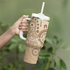 Beige Lizards Australia Tumbler With Handle Boomerang Indigenous Art - Aussie Hoodie