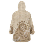 Beige Lizards Australia Wearable Blanket Hoodie Boomerang Indigenous Art - Aussie Hoodie