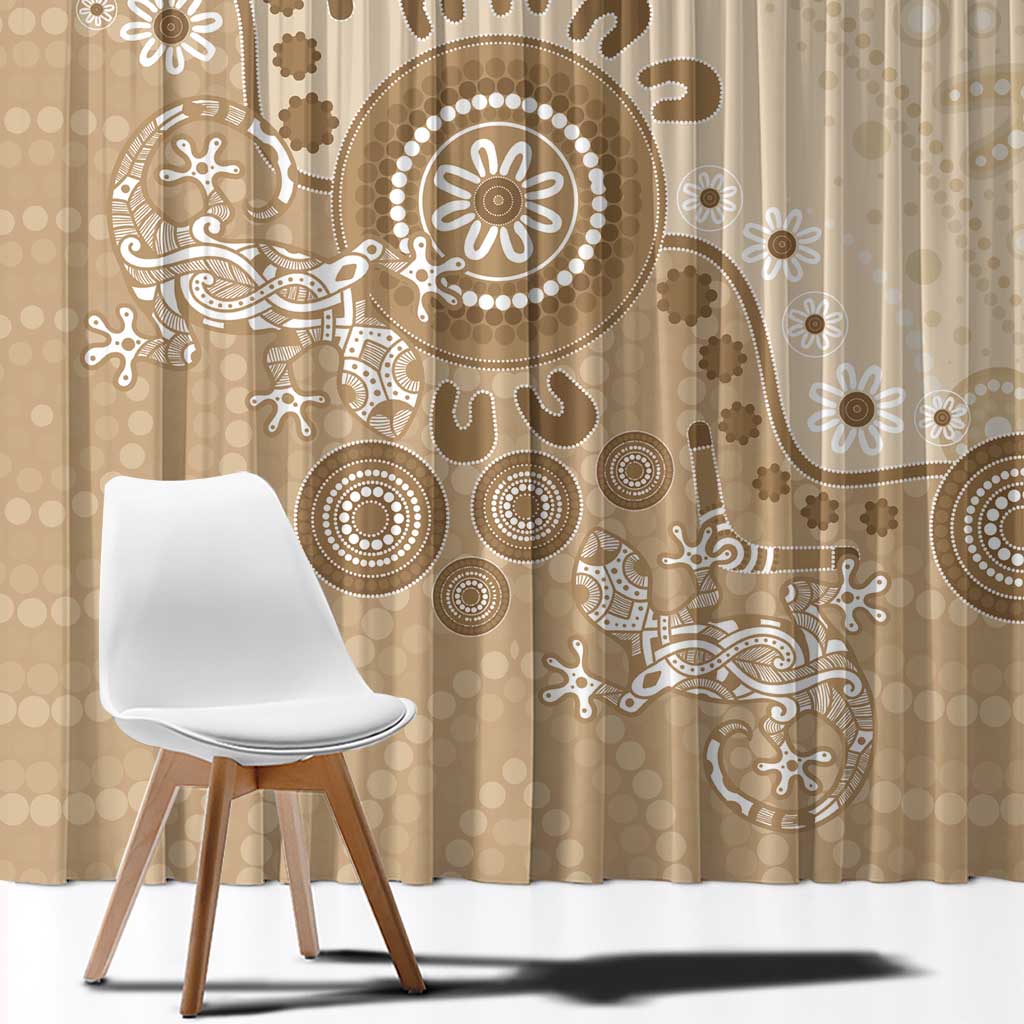 Beige Lizards Australia Window Curtain Boomerang Indigenous Art - Aussie Hoodie
