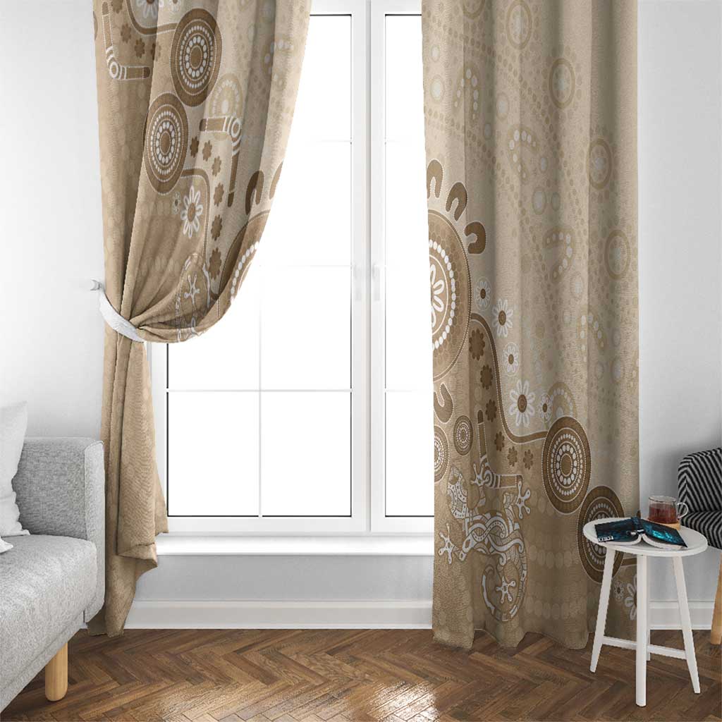 Beige Lizards Australia Window Curtain Boomerang Indigenous Art - Aussie Hoodie