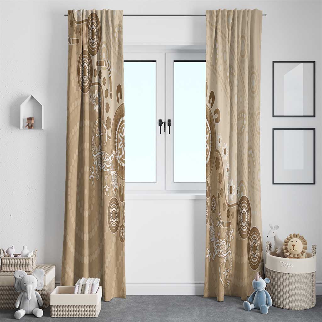 Beige Lizards Australia Window Curtain Boomerang Indigenous Art - Aussie Hoodie