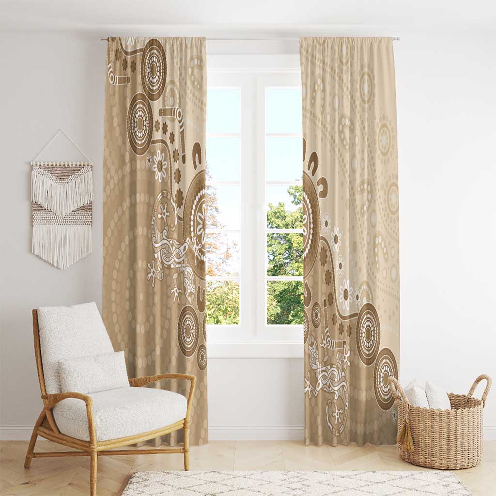 Beige Lizards Australia Window Curtain Boomerang Indigenous Art - Aussie Hoodie