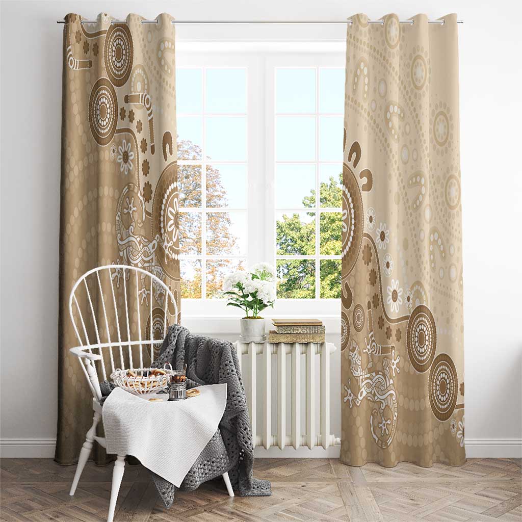 Beige Lizards Australia Window Curtain Boomerang Indigenous Art - Aussie Hoodie