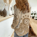 Beige Lizards Australia Women Casual Shirt Boomerang Indigenous Art - Aussie Hoodie