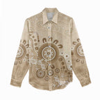 Beige Lizards Australia Women Casual Shirt Boomerang Indigenous Art - Aussie Hoodie