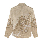 Beige Lizards Australia Women Casual Shirt Boomerang Indigenous Art - Aussie Hoodie