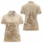 Beige Lizards Australia Women Polo Shirt Boomerang Indigenous Art - Aussie Hoodie