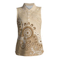 Beige Lizards Australia Women Sleeveless Polo Shirt Boomerang Indigenous Art - Aussie Hoodie