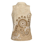 Beige Lizards Australia Women Sleeveless Polo Shirt Boomerang Indigenous Art - Aussie Hoodie