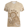 Beige Lizards Australia Women V-Neck T-Shirt Boomerang Indigenous Art - Aussie Hoodie