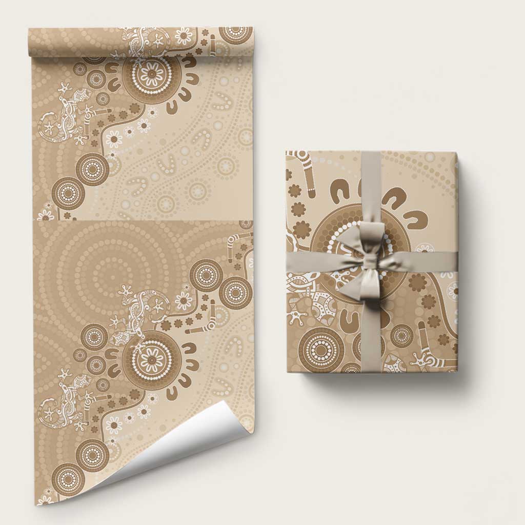 Beige Lizards Australia Wrapping Paper Boomerang Indigenous Art - Aussie Hoodie