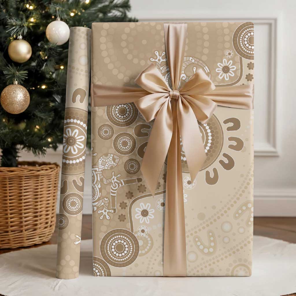 Beige Lizards Australia Wrapping Paper Boomerang Indigenous Art - Aussie Hoodie