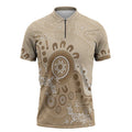 Beige Lizards Australia Zipper Polo Shirt Boomerang Indigenous Art - Aussie Hoodie