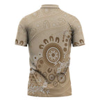 Beige Lizards Australia Zipper Polo Shirt Boomerang Indigenous Art - Aussie Hoodie