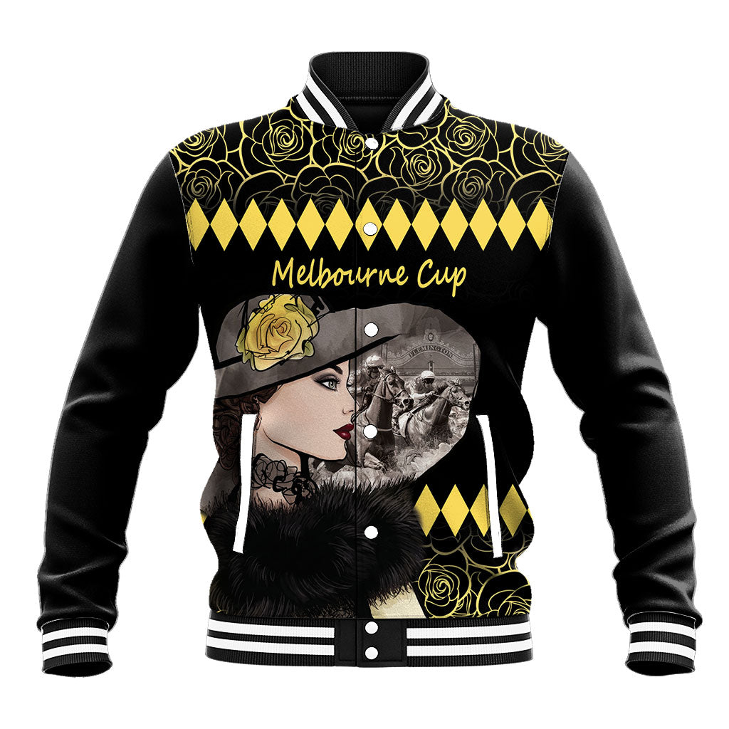 Personalised Melbourne Cup Australia Baseball Jacket Gorgeous Lady Yellow Rose