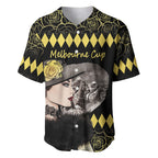 Personalised Melbourne Cup Australia Baseball Jersey Gorgeous Lady Yellow Rose