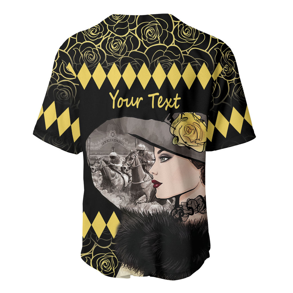 Personalised Melbourne Cup Australia Baseball Jersey Gorgeous Lady Yellow Rose