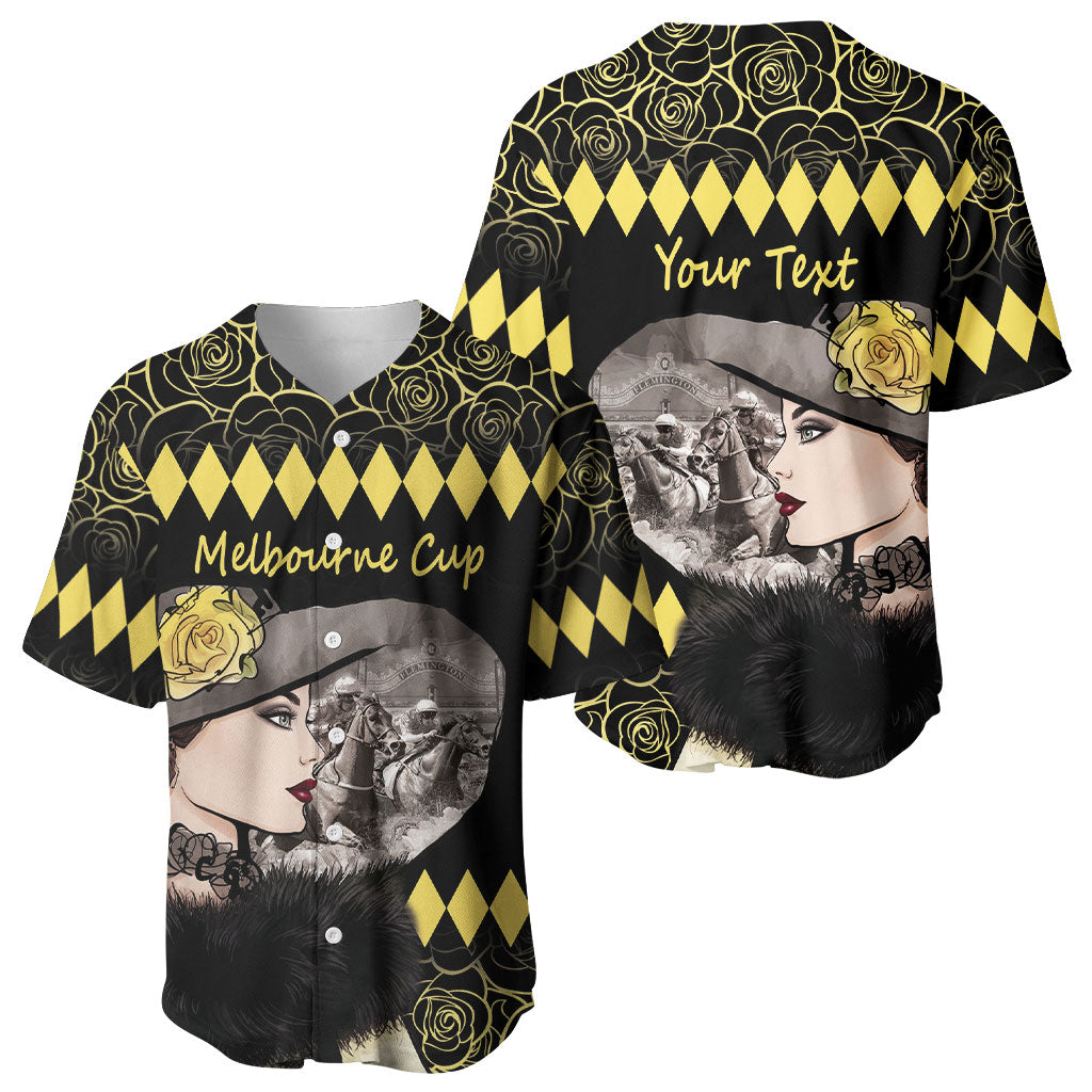 Personalised Melbourne Cup Australia Baseball Jersey Gorgeous Lady Yellow Rose