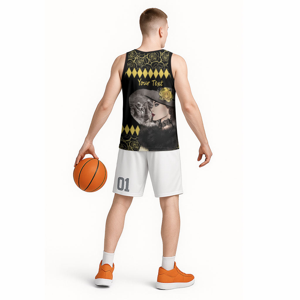 Personalised Melbourne Cup Australia Basketball Jersey Gorgeous Lady Yellow Rose