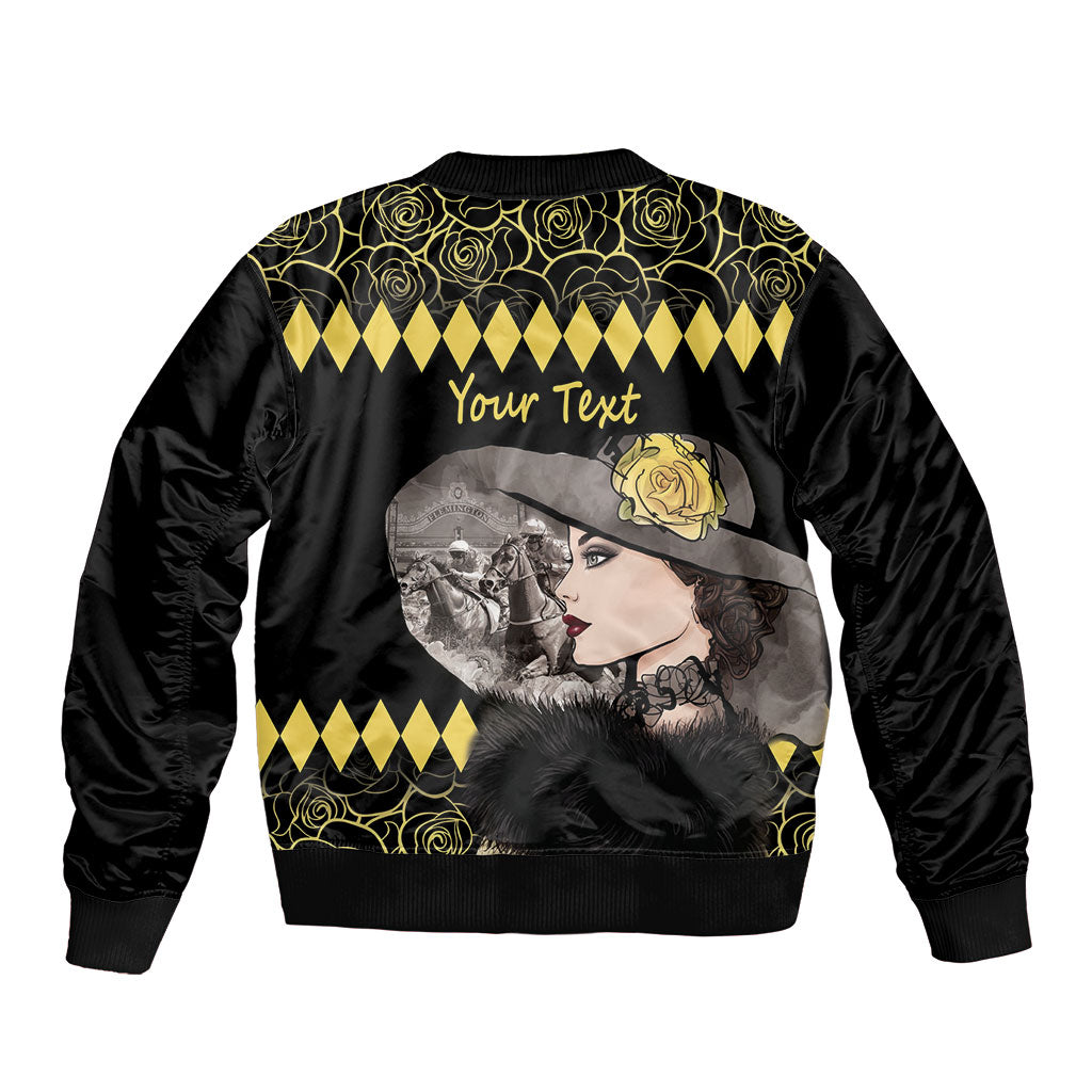 Personalised Melbourne Cup Australia Bomber Jacket Gorgeous Lady Yellow Rose