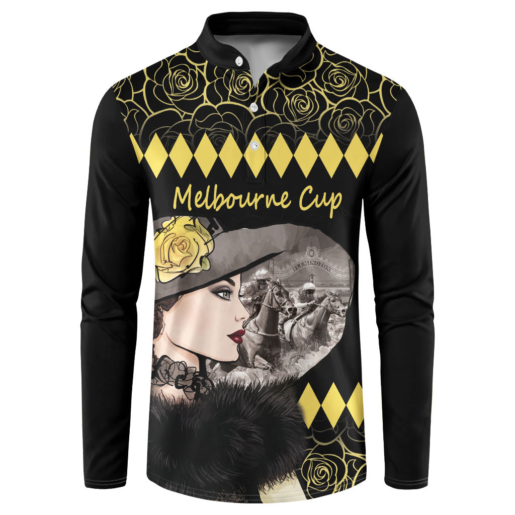 Personalised Melbourne Cup Australia Button Sweatshirt Gorgeous Lady Yellow Rose