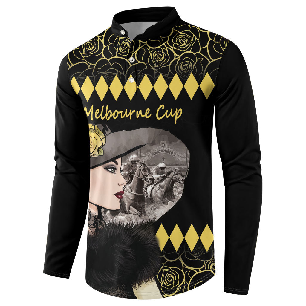 Personalised Melbourne Cup Australia Button Sweatshirt Gorgeous Lady Yellow Rose