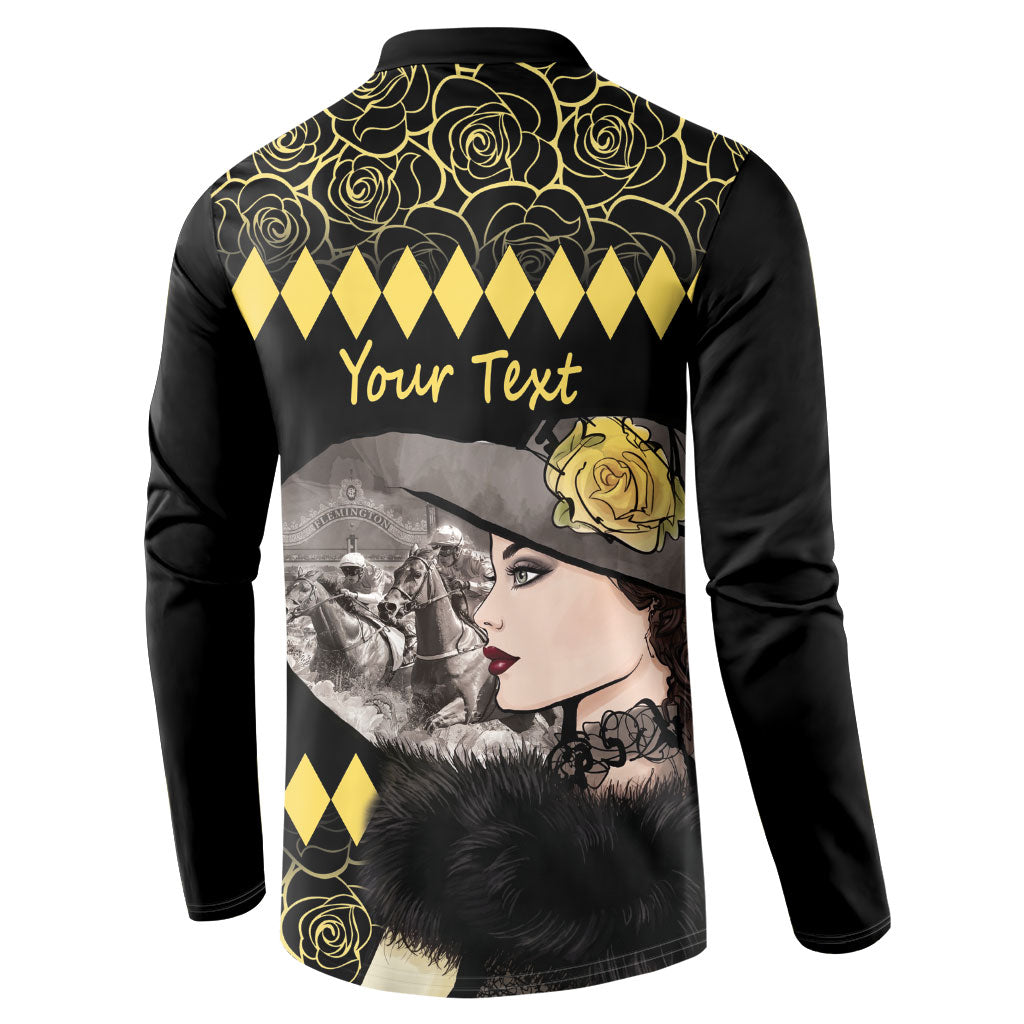 Personalised Melbourne Cup Australia Button Sweatshirt Gorgeous Lady Yellow Rose