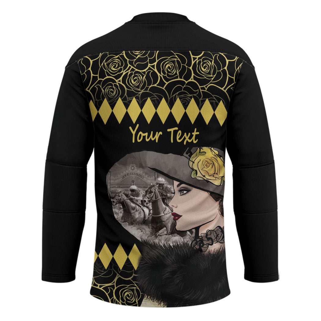 Personalised Melbourne Cup Australia Hockey Jersey Gorgeous Lady Yellow Rose