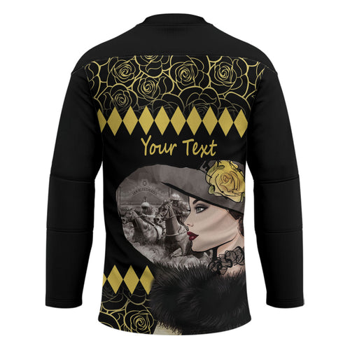 Personalised Melbourne Cup Australia Hockey Jersey Gorgeous Lady Yellow Rose