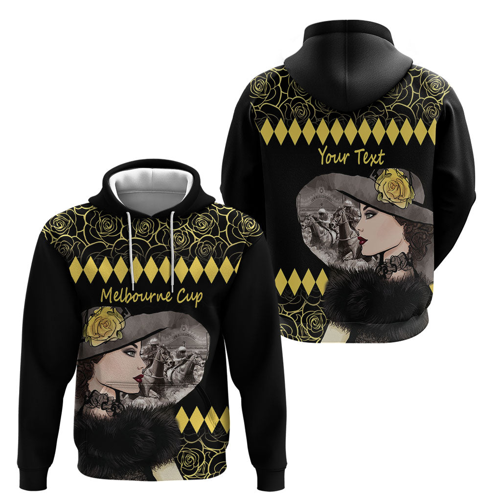 Personalised Melbourne Cup Australia Hoodie Gorgeous Lady Yellow Rose