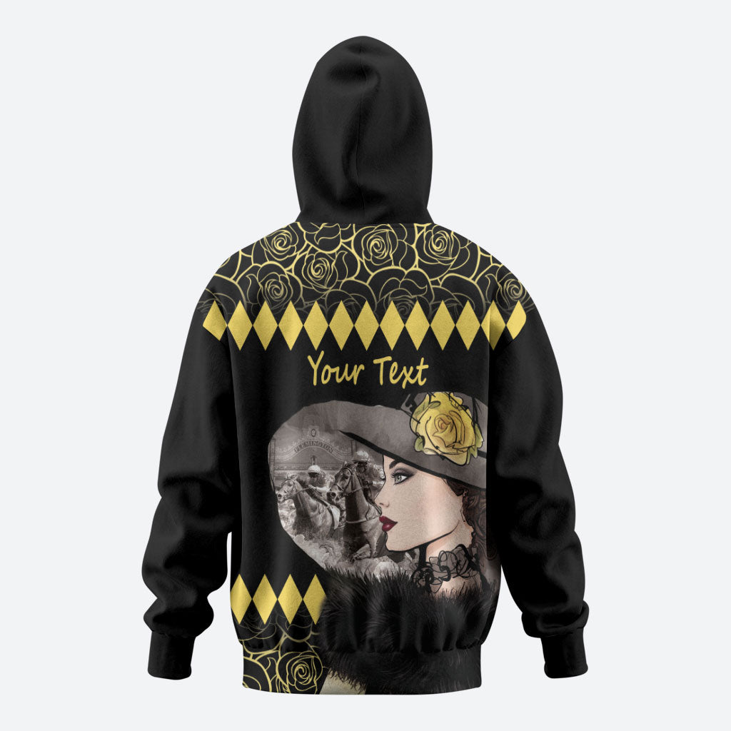 Personalised Melbourne Cup Australia Hoodie Gorgeous Lady Yellow Rose