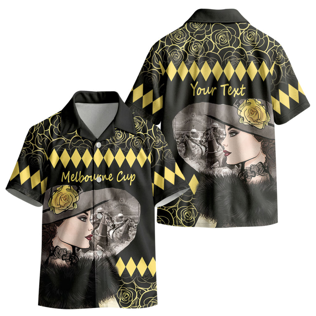Personalised Melbourne Cup Australia Kid Hawaiian Shirt Gorgeous Lady Yellow Rose