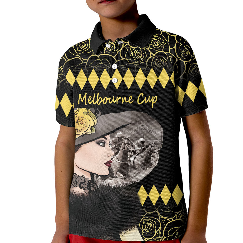 Personalised Melbourne Cup Australia Kid Polo Shirt Gorgeous Lady Yellow Rose
