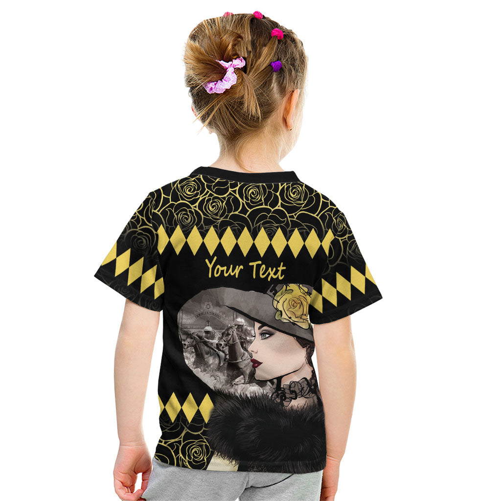 Personalised Melbourne Cup Australia Kid T Shirt Gorgeous Lady Yellow Rose