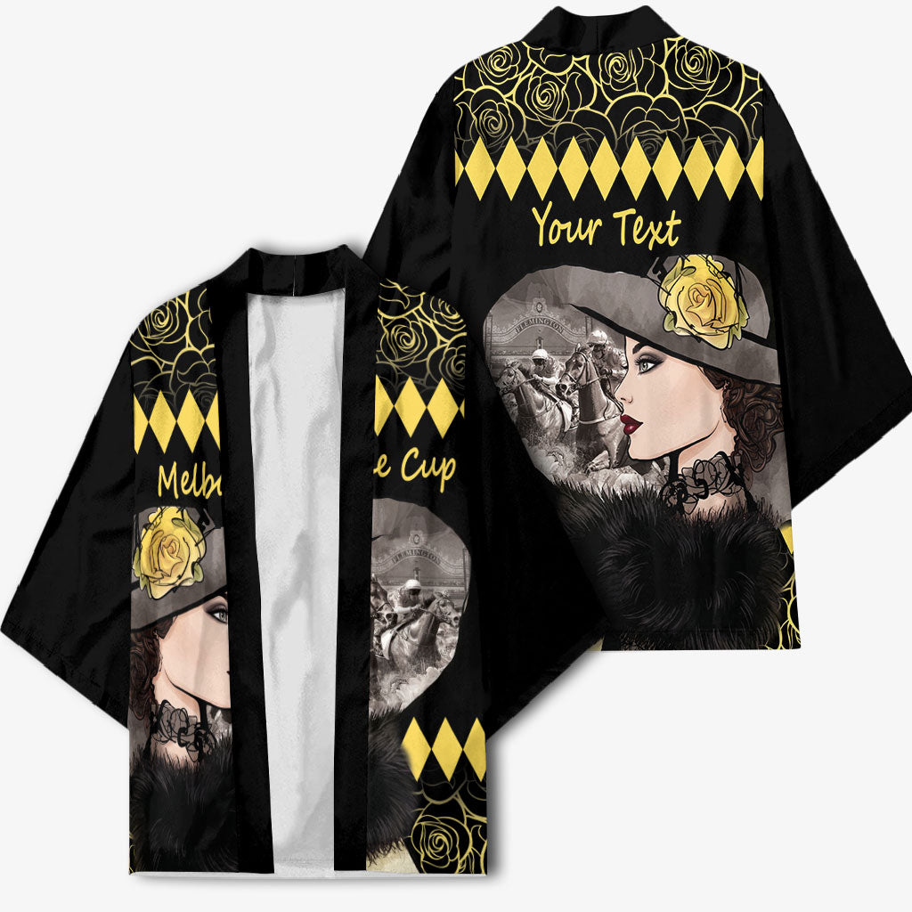 Personalised Melbourne Cup Australia Kimono Gorgeous Lady Yellow Rose