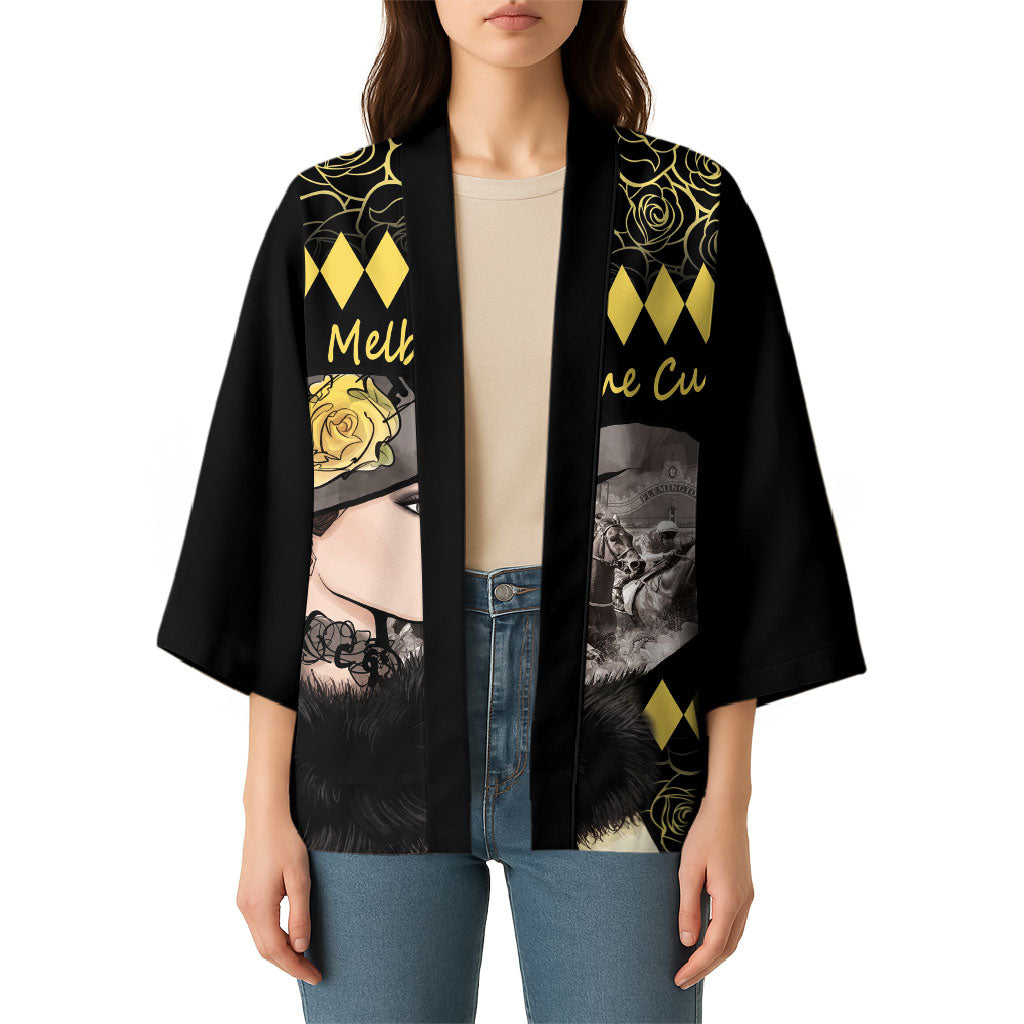 Personalised Melbourne Cup Australia Kimono Gorgeous Lady Yellow Rose