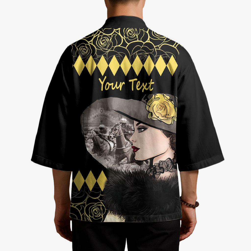 Personalised Melbourne Cup Australia Kimono Gorgeous Lady Yellow Rose