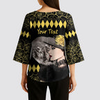 Personalised Melbourne Cup Australia Kimono Sleeve Blouse Gorgeous Lady Yellow Rose