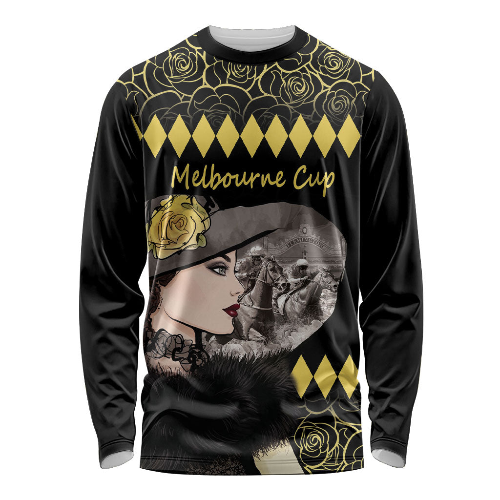 Personalised Melbourne Cup Australia Long Sleeve Shirt Gorgeous Lady Yellow Rose