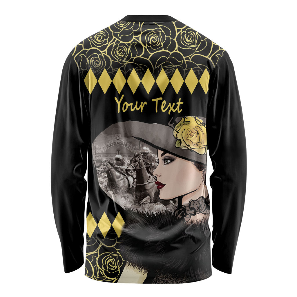 Personalised Melbourne Cup Australia Long Sleeve Shirt Gorgeous Lady Yellow Rose