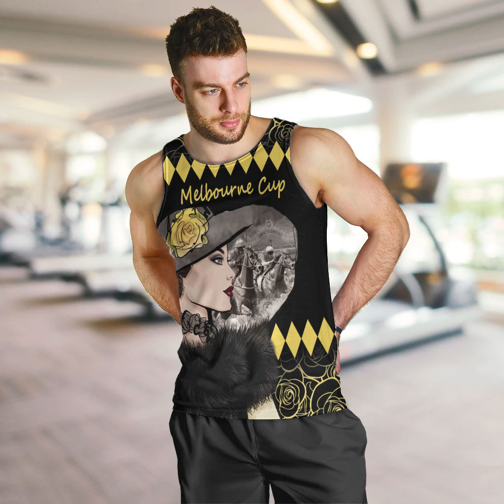 Personalised Melbourne Cup Australia Men Tank Top Gorgeous Lady Yellow Rose