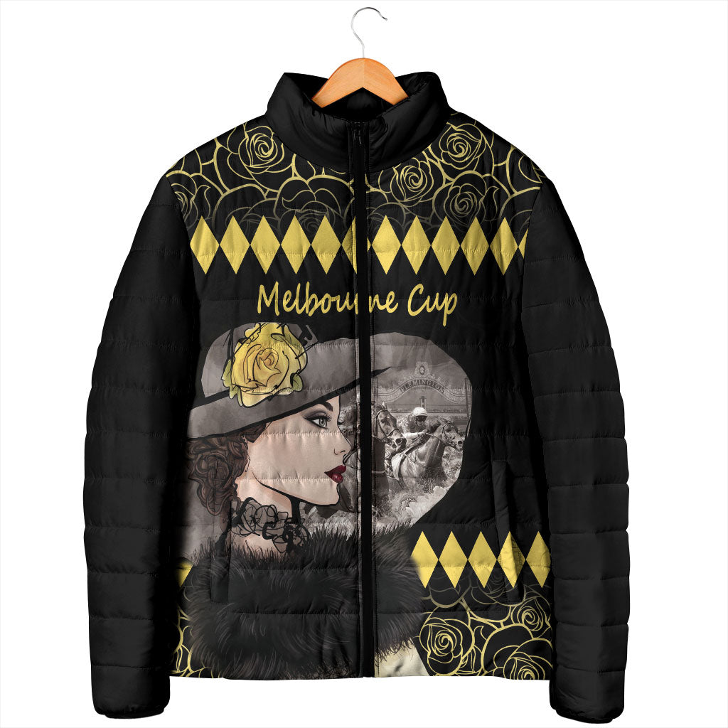 Personalised Melbourne Cup Australia Padded Jacket Gorgeous Lady Yellow Rose