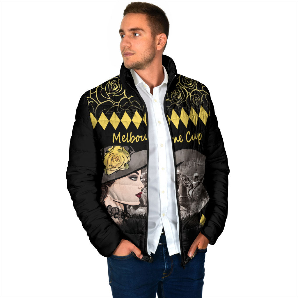 Personalised Melbourne Cup Australia Padded Jacket Gorgeous Lady Yellow Rose