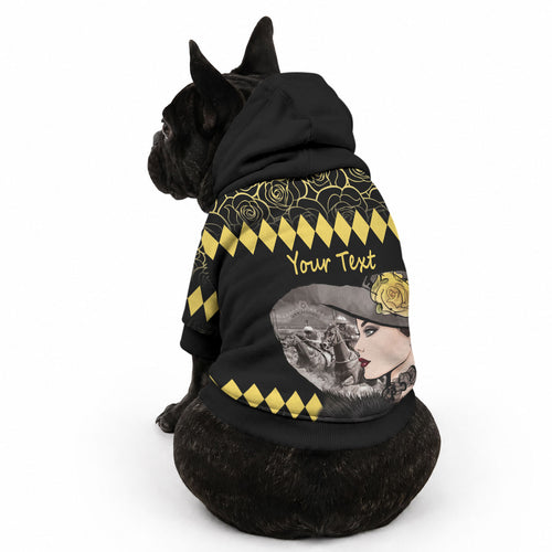 Personalised Melbourne Cup Australia Pet Hoodie Gorgeous Lady Yellow Rose