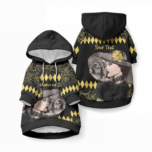 Personalised Melbourne Cup Australia Pet Hoodie Gorgeous Lady Yellow Rose