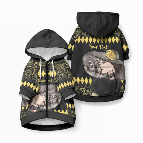 Personalised Melbourne Cup Australia Pet Hoodie Gorgeous Lady Yellow Rose