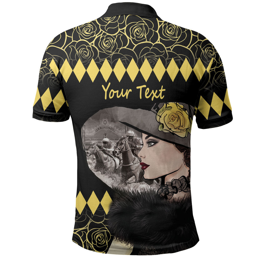 Personalised Melbourne Cup Australia Polo Shirt Gorgeous Lady Yellow Rose