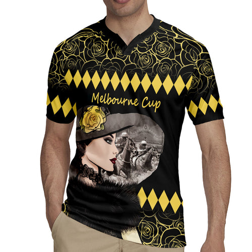 Personalised Melbourne Cup Australia Rugby Jersey Gorgeous Lady Yellow Rose