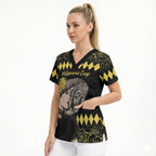 Personalised Melbourne Cup Australia Scrub Top Gorgeous Lady Yellow Rose